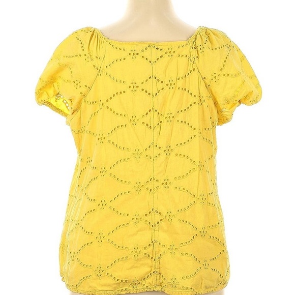Lane Bryant 16 Eyelet Blouse Bright Yellow Cotton​ - Picture 3 of 5